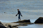 Cape Sable Island, zuidelijkste punt van NS. Dus Maria even met de voetjes in het water.